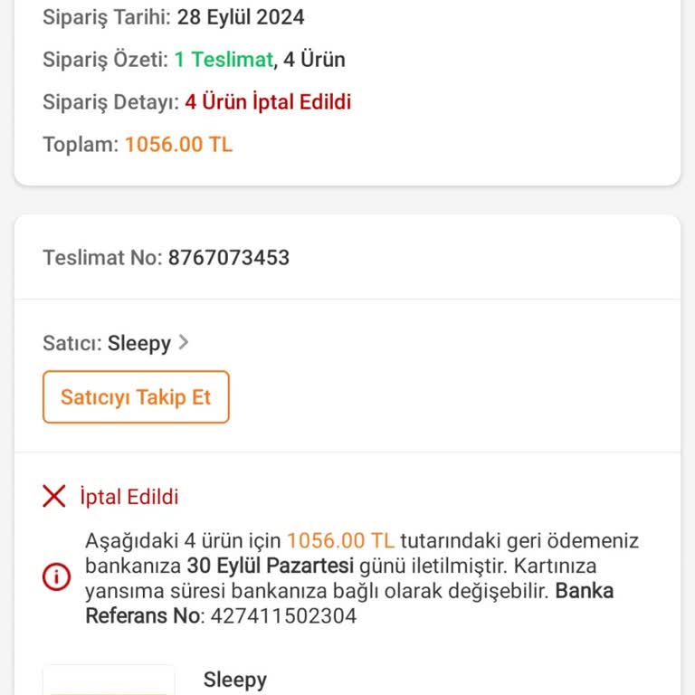 Trendyol Sipariş İptali Hakkında