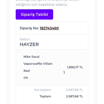 Hayzer İade Etmek İstiyorum