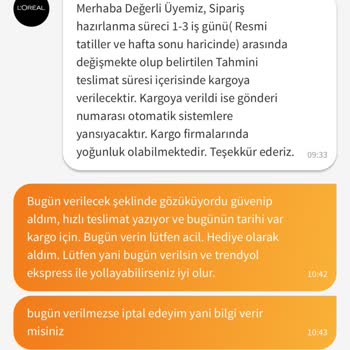 Trendyol/Loreal Müşteriyi Mağdur Ediyor, Satıcılar Bilgi Vermiyor!