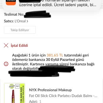 Trendyol/Loreal Müşteriyi Mağdur Ediyor, Satıcılar Bilgi Vermiyor!