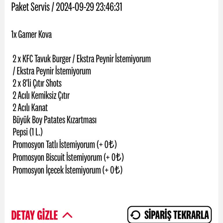 KFC Sipariş İptal Sorunu