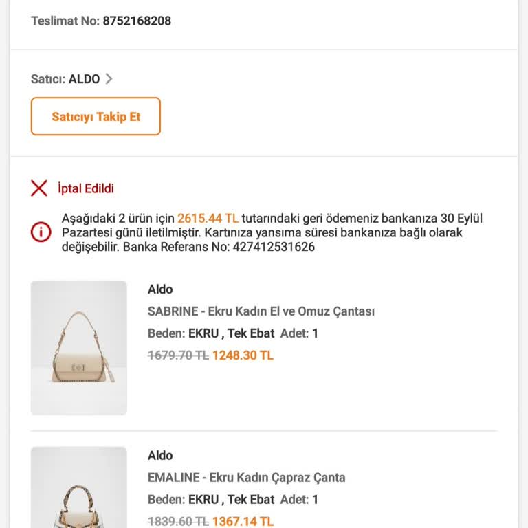 Aldo Shoes Aldo Satıcı Trendyol Çanta Sipariş İptalleri