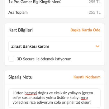 Burger King Eksik Veya Hatalı Sipariş Gönderimi