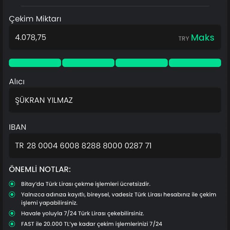 Bitay Uygulamasında Para Yatırma Sorunu