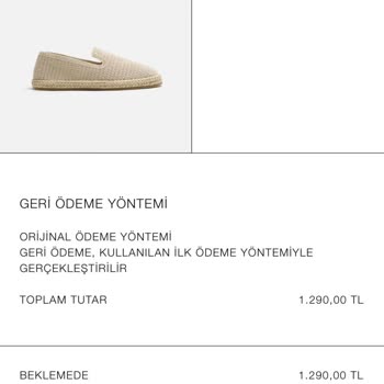 Zara Ücret İadesi Yapılmadı