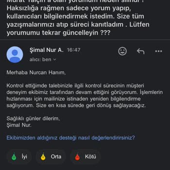 Armut Uygulamasında Yorumumun Haksızca Silinmesi
