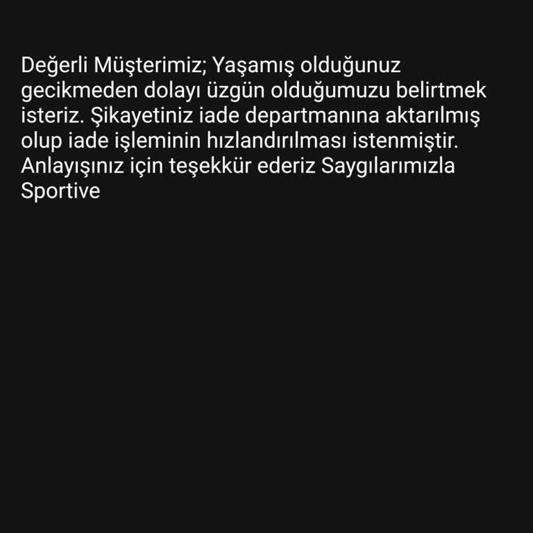 Sportiveturkey.com Sportiv Firmasının İade Politikası Sorunları