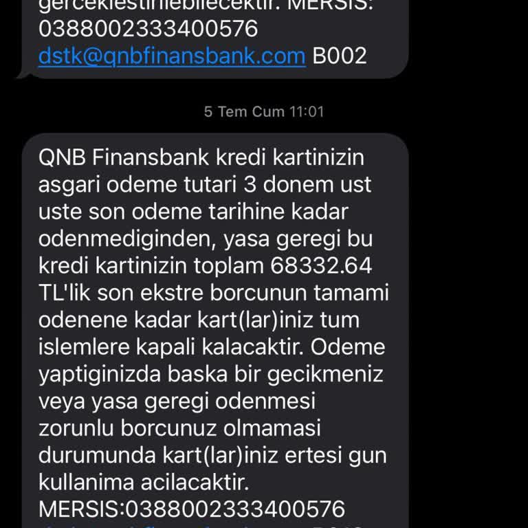 QNB Finansbank Sahte Bilgilendirme Kredi Kartının Kullanıma Açılmaması