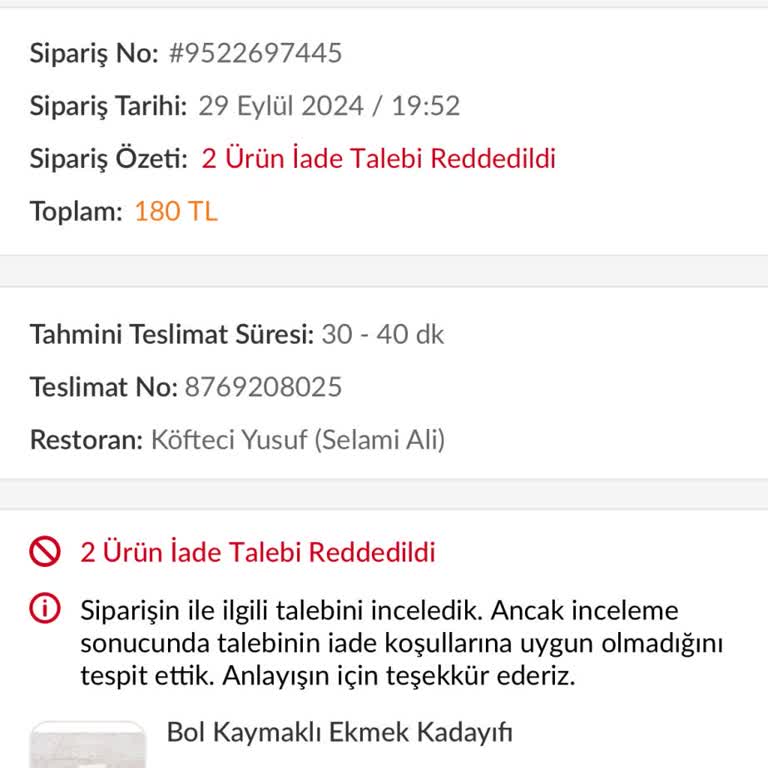 Trendyol Yemek Yanlış Ürün Ve Kötü Müşteri Hizmetleri