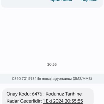 0850 701 59 33'ten Gelen Onay Kodları!