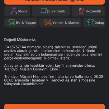 Trendyol Lovely İstanbul Satıcısının Yamuk Ürüne İade Reddi