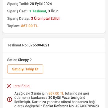 Trendyol Sleepy Avantajlı Ürünü Göndermiyor