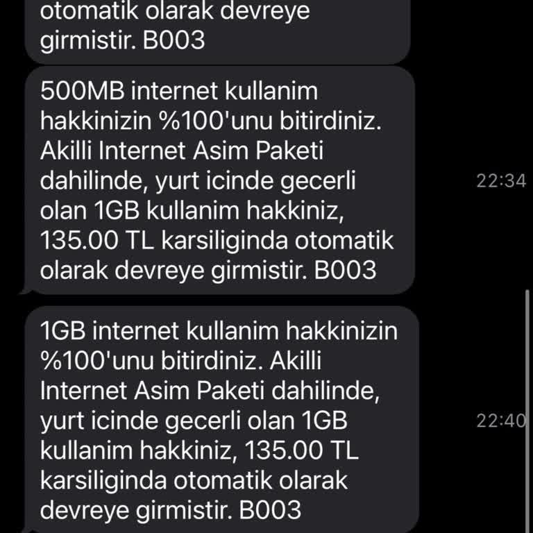 Vodafone İnternet Aşım Paketi Fahiş Fiyat Uygulaması