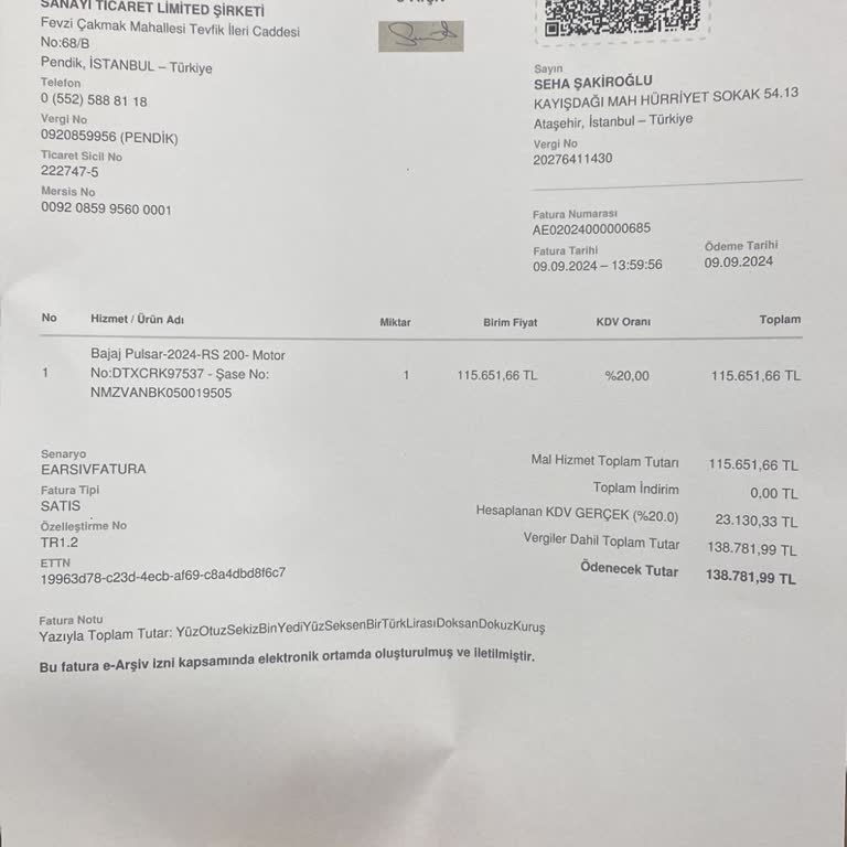 eKuralkan Yeni Satın Alınan Bajaj Pulsar RS 200 İçin Garanti Sorunu