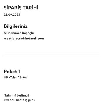 H&M Sipariş Günlerdir Gönderilmiyor