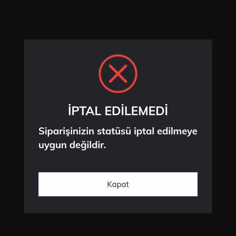 DeFacto Siparişinizin Statüsü İptal Edilmeye Uygun Değildir.