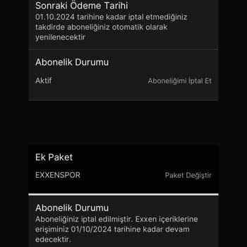 Exxen Üyelik Habersiz İşlem