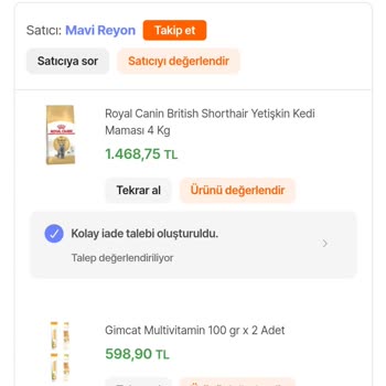Mavi Reyon Satıcısı Hem Yanlış Ürün Gönderdi Hem Eksik