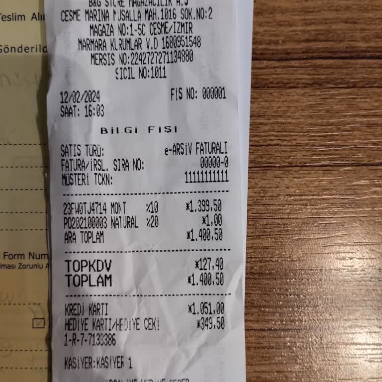 B&G Store Tyess Yeşil Mont Şikayeti