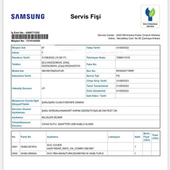 Samsung Saat 2 Yıl İçinde Şarj Olma Hatası