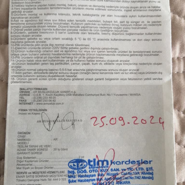 Ar Armatür Duş Robotu Arızası Ve Yetersiz Müşteri Hizmetleri