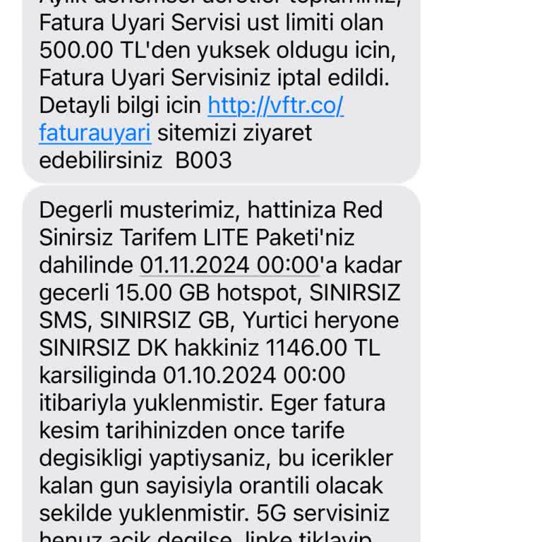 Vodafone Tarife Güncelleme Mağduriyeti