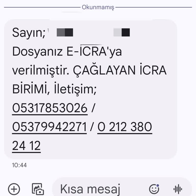 TAL UZLAŞMA (SMS) İcra Birimi İletişim Şikayeti