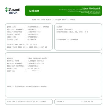 Türk Telekom Mükerrer Fatura Ödemesi