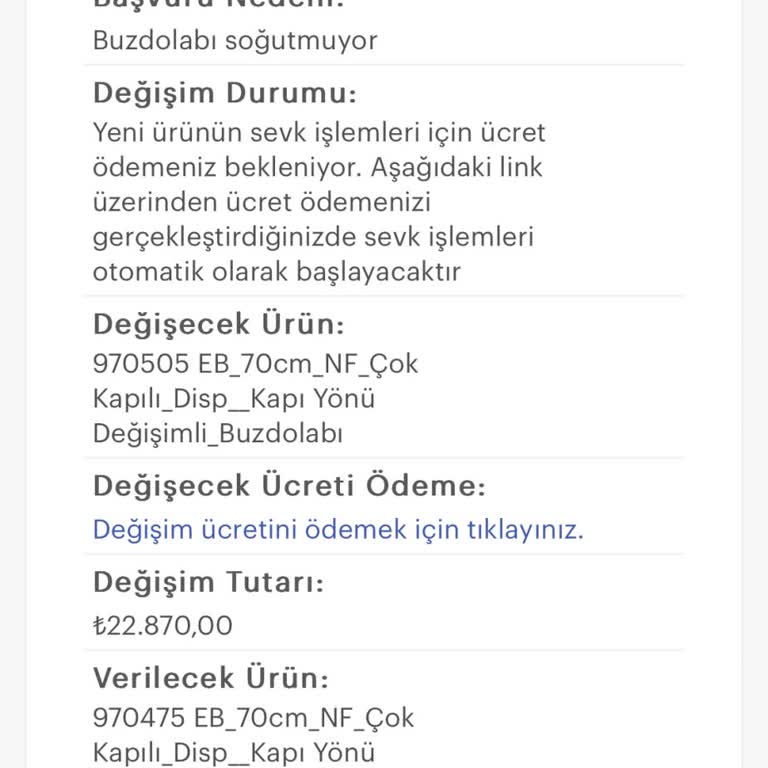 Beko 970505 Eb Gaz Kaçağı Ürün Değişim Bedeli