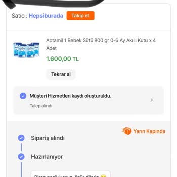 Hepsiburada Bebeğim İçin Bebek Maması Mağduriyeti