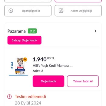 Pazarama Sipariş Teslim Edilememe Durumu