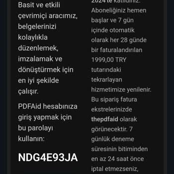 PDFAid Abonelik Sistemi Ve İade Sorunu