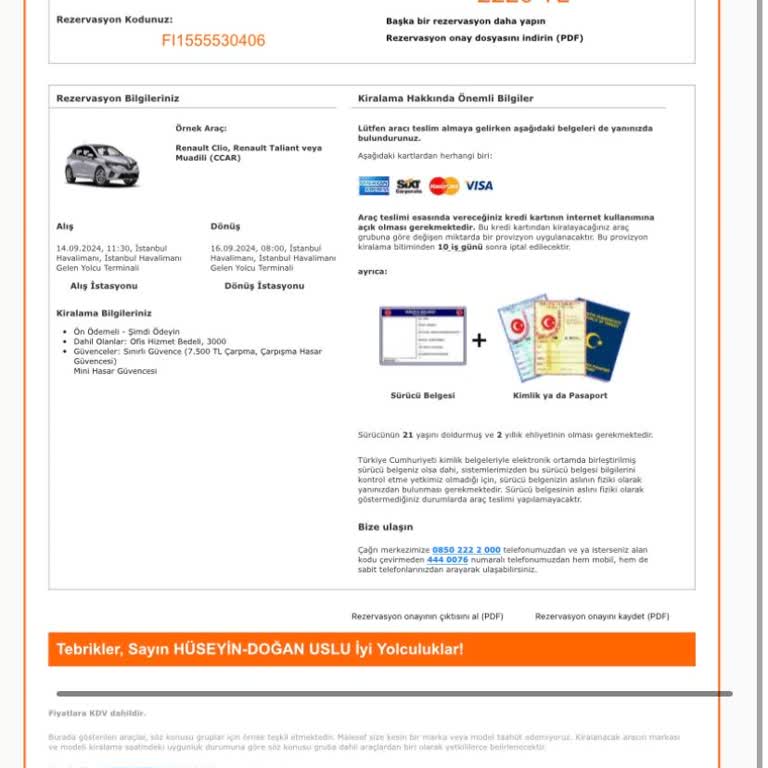 Sixt Rent A Car İade Yatmaması