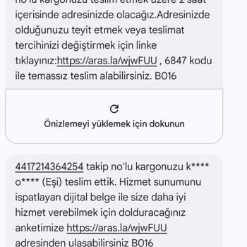 Aras Kargo Kargolarımı Eve Teslim Etmeden Gidiyor.