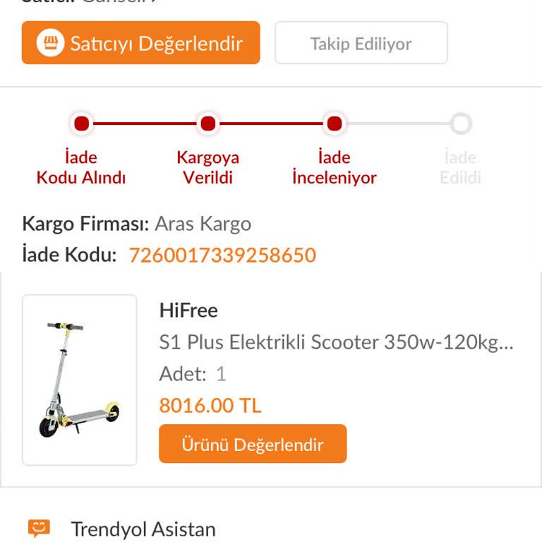 Trendyol'dan Aldığım Elektrikli Scooter Çalışmıyor Ve İade Süreci Sürünüyor