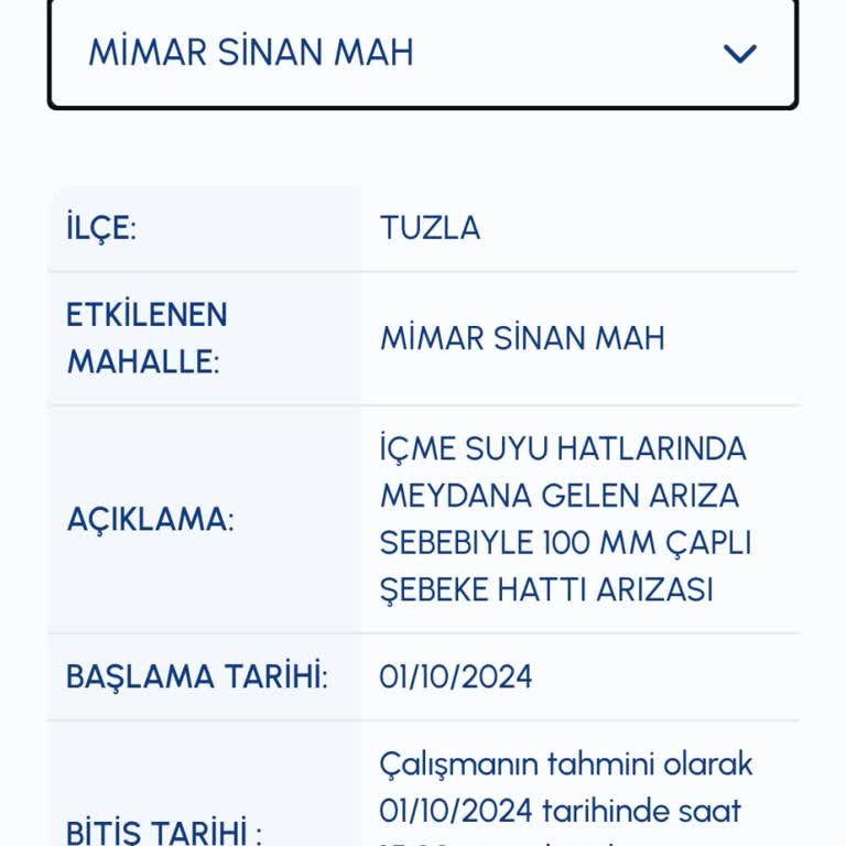 İSKİ Tuzla Mimarsinan Mah. Bitmeyen Arızalarımız Acil Çözüm!