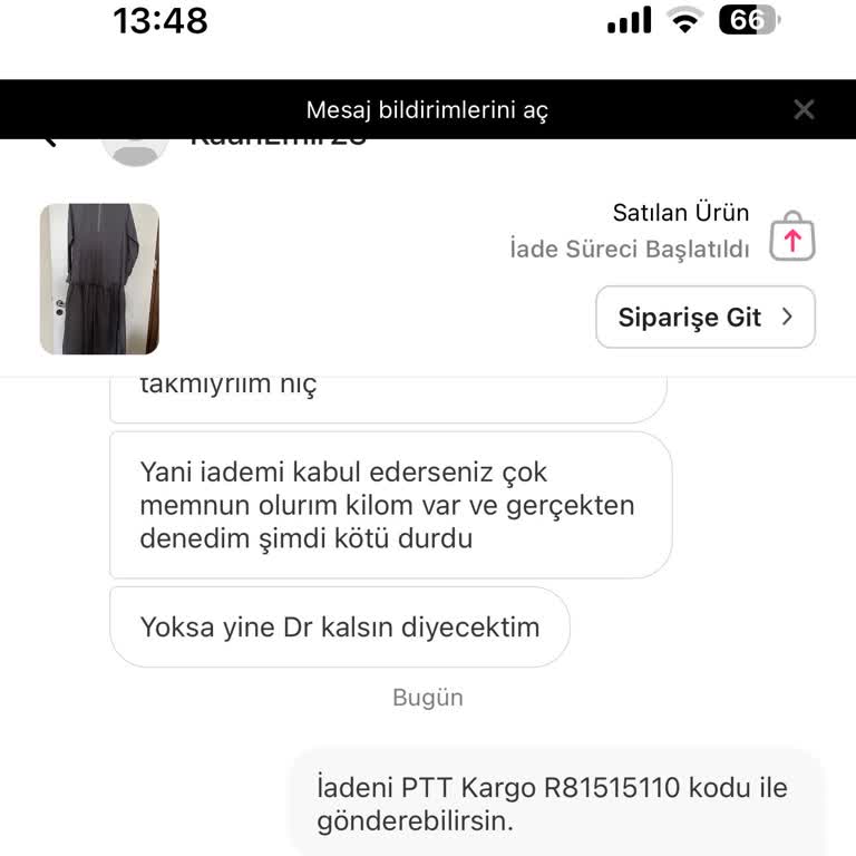 Gardrops'ta Mağduriyet Elbisem Hasarlı Geldi, İade Kabul Edildi