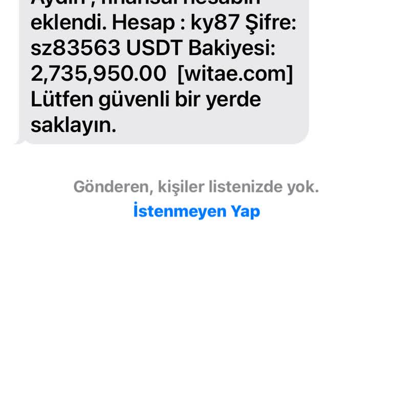 Meta İlgim Olmayan Bir Numaradan Gelen Finansal Mesaj