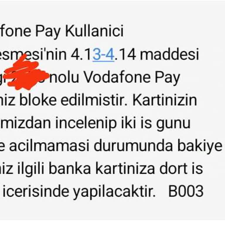 Vodafone Pay Kart Bloke Edildi