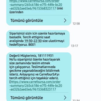 181111931 Numaralı Carrefour SA Siparişim Hk