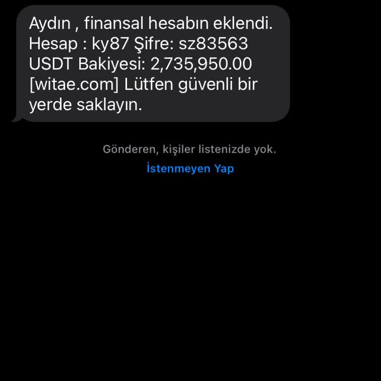 Meta İmessage Üzerinden Finansal Hesap Eklendi Mesajı