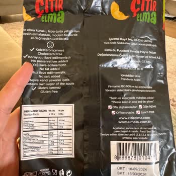 Puccinelli Elmataş (citirelma.com) Elma Kurusu Paketinden Plastik Parça Çıktı