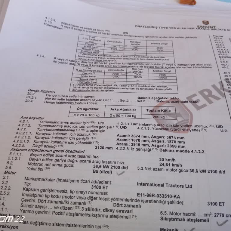 Erkunt Traktör Hatalı Uygunluk Belgesi