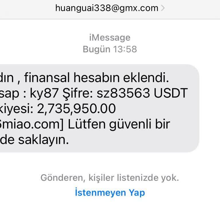 Kripto Para SMS Den Gelen Asılsız Mesaj