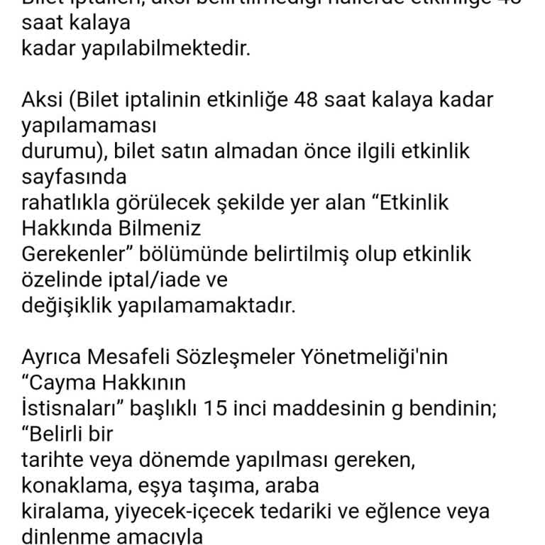 Bubilet Konser Bileti İptali