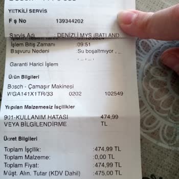 Bosch Marka Çamaşır Makinesi Garantili Üründen Hizmet Bedeli Aldı