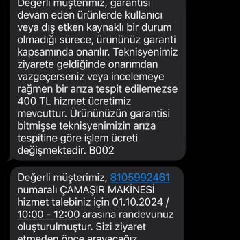 Vestel SEG Servis Saatinde Gelmiyor