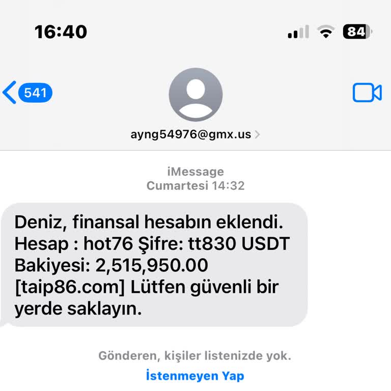 Taip86.com Bilinmeyen Mesaj!