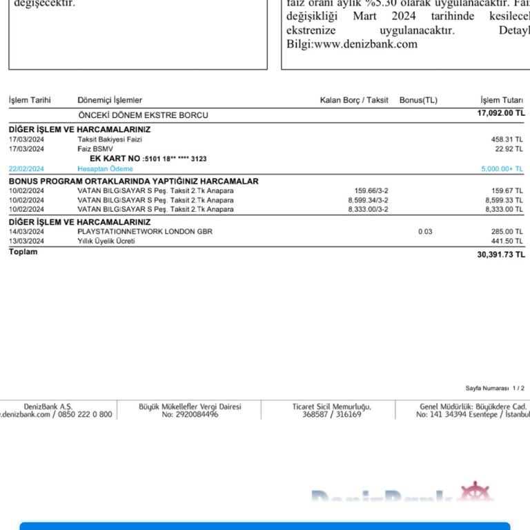 Denizbank Kart Ücret İptali