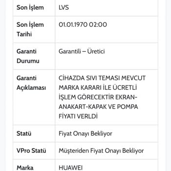 Huawei Garantili Cihazdan Talep Edilen Servis Ücreti